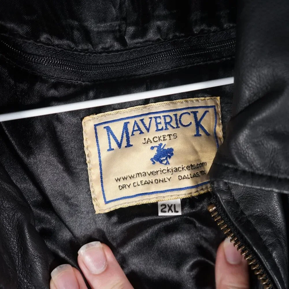 West Virginia College Leather Jacket Full Zip Maverick Jackets Rare Black 2XL